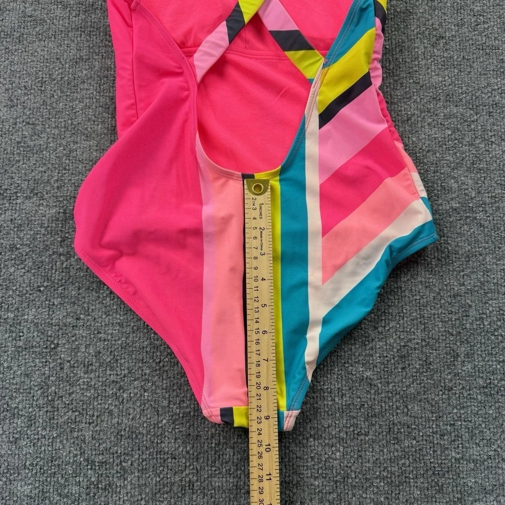 Polo Ralph Lauren Girls One Piece Swimsuit Size S (3–5) Pink Multicolor USA Logo